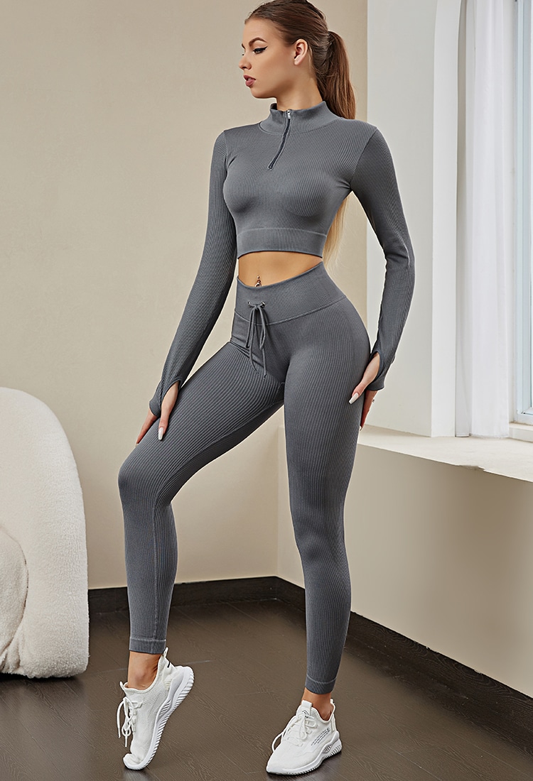 grey high waisted seamless yoga pants