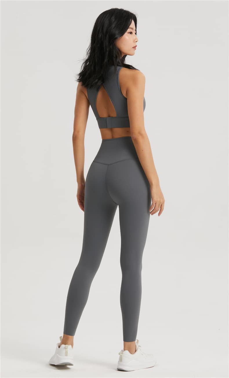 grey yoga pants and bra set