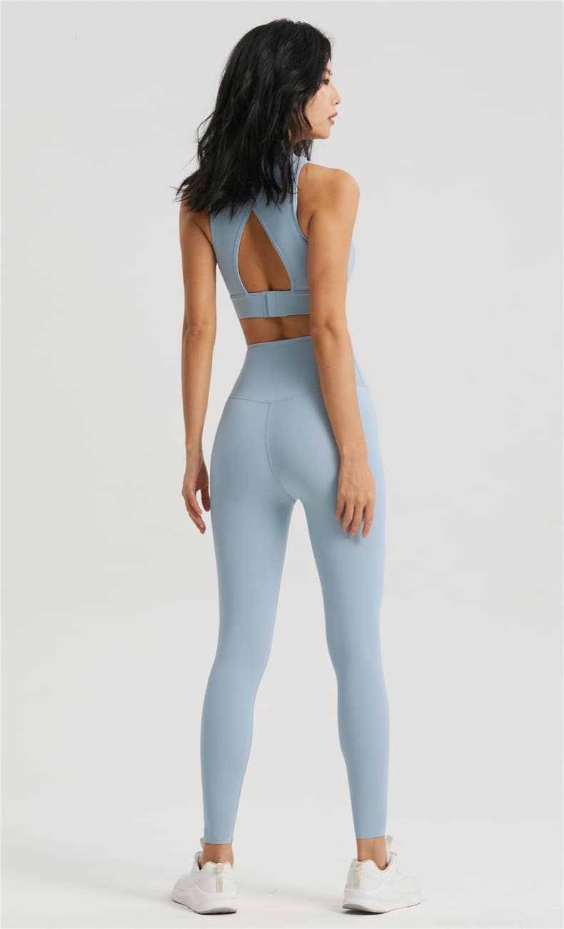 blue sports bra and yoga pants set wholesale